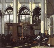 WITTE, Emanuel de The Interior of the Oude Kerk,Amsterdam,During a Sermon china oil painting reproduction